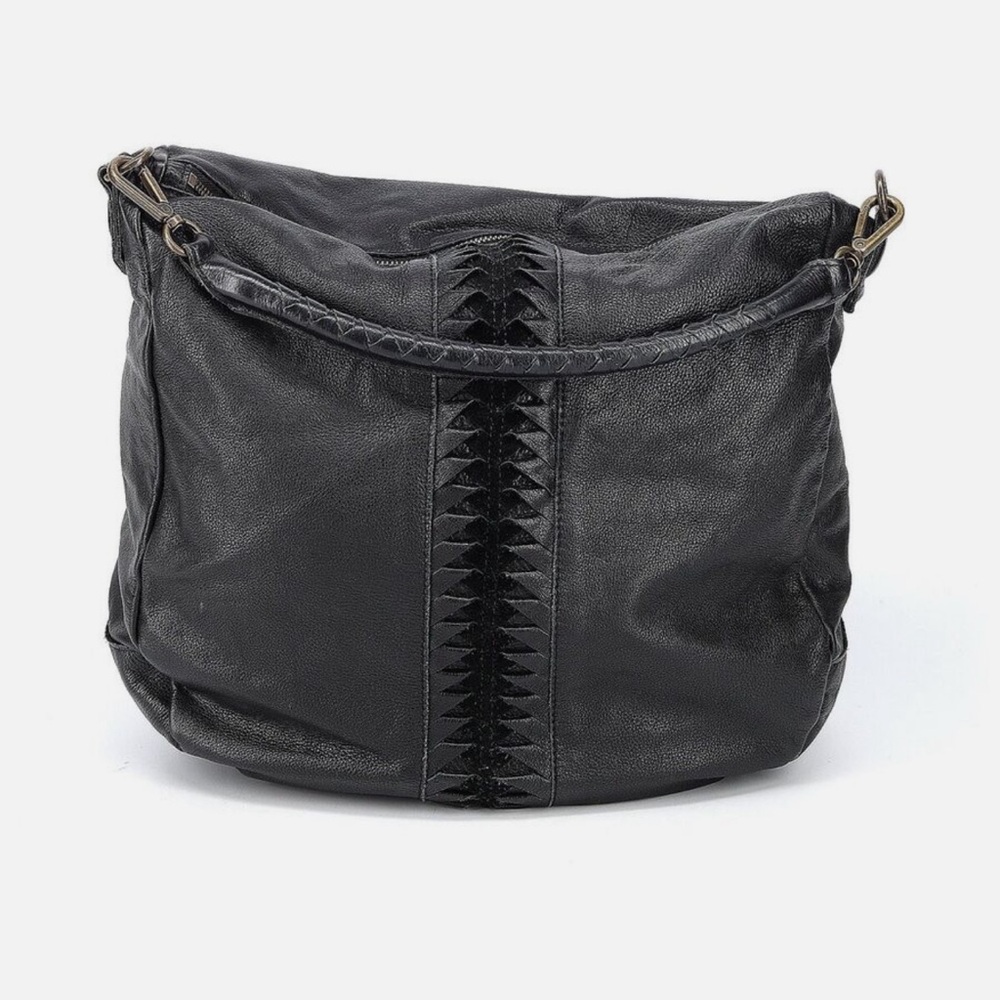 Liebeskind Berlin NIVA Laser2 Black Leather Hobo Bag with Braided Handle